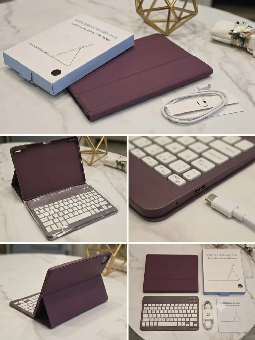 Harvopu iPad Wireless Bluetooth Keyboard Case - Mulberry - Brand New
